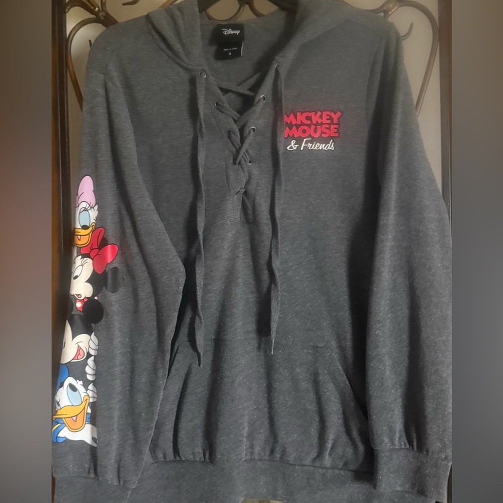 Torrid Mickey Mouse & Friends Lace-Up Hoodie - Charcoal with Red & White Logo